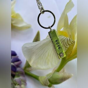 Sterling Silver "Hope" Necklace with Pink CZ